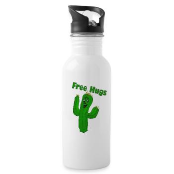 Free Hugs - Cactus Hug - all colors fun4m3 - Water bottle with straw - white - Right