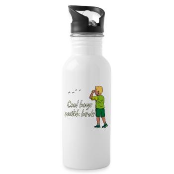 Cool boys watch birds - Jungen Vogelbeobachtung - Trinkflasche mit integriertem Trinkhalm - Weiß - Rechts