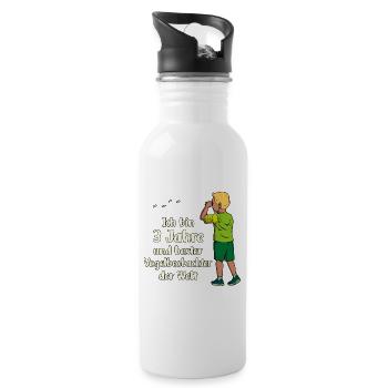 Ich bin 3 - Jungen Vogelbeobachtung - Trinkflasche mit integriertem Trinkhalm - Weiß - Rechts