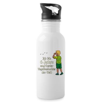 Ich bin 6 - Jungen Vogelbeobachtung - Trinkflasche mit integriertem Trinkhalm - Weiß - Rechts