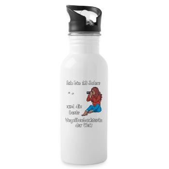 Ich bin 13 - Mädchen Vogelbeobachtung - Trinkflasche mit integriertem Trinkhalm - Weiß - Rechts
