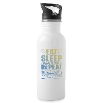 Eat Sleep enjoy Winter Repeat - Trinkflasche mit integriertem Trinkhalm - Weiß - Rechts