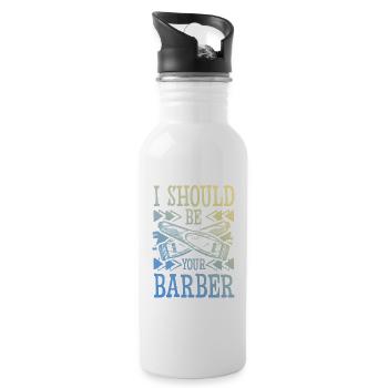 Coiffeur de barbier - Gourde avec paille intégrée - blanc - Droite