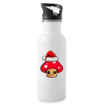 Pilz Weihnachten Comic Xmas - Trinkflasche mit integriertem Trinkhalm - Weiß - Rechts