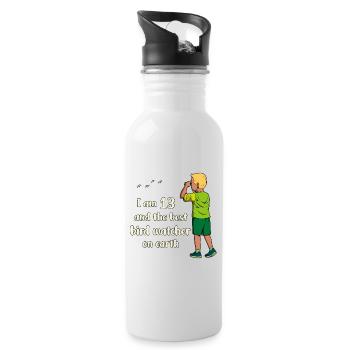I'm 13 - Boy Birdwatching - Water bottle with straw - white - Right