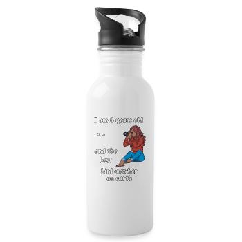 I'm 6 - Girl Bird Watching - Water bottle with straw - white - Right