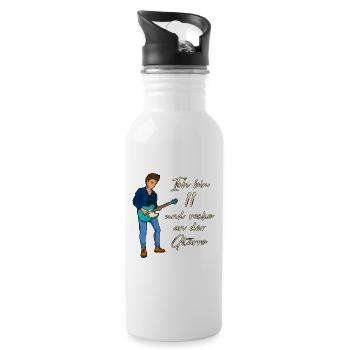 Ich bin 11 - Jungen Gitarrist - Trinkflasche mit integriertem Trinkhalm - Weiß - Rechts
