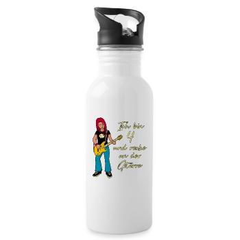 Ich bin 4 - Mädchen Gitarrist - Trinkflasche mit integriertem Trinkhalm - Weiß - Rechts