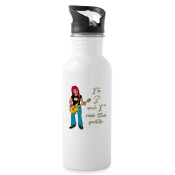 I'm 3 - Girl Guitarist - Water bottle with straw - white - Right