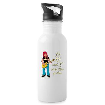 I'm 13 - Girl Guitarist - Water bottle with straw - white - Right