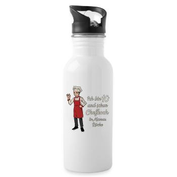 Ich bin 10 - Jungen Koch - Trinkflasche mit integriertem Trinkhalm - Weiß - Rechts