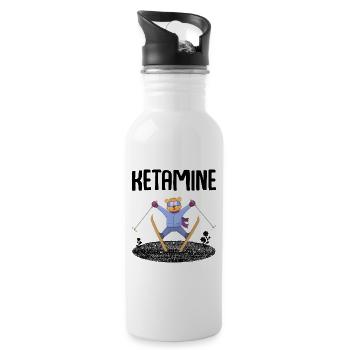 Ketamine Skiing Jumping Bear Black - Water bottle with straw - white - Right
