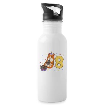 With hamster - children's birthday 8 years - Water bottle with straw - white - Right