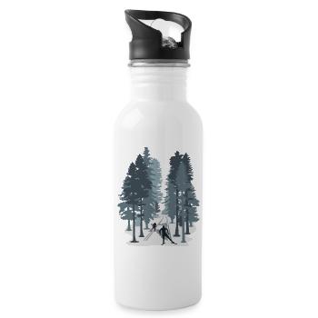 Skilanglauf, Langlaufen, Biathlon, Wintersport - Trinkflasche mit integriertem Trinkhalm - Weiß - Rechts