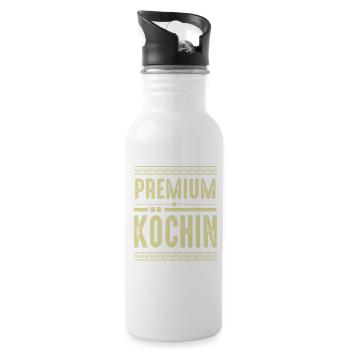 Premium Köchin - Trinkflasche mit integriertem Trinkhalm - Weiß - Rechts