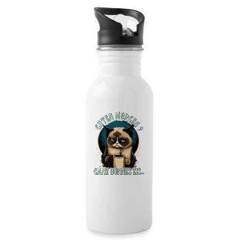 Guten Morgen Ganz dünnes Eis - Katze - Trinkflasche mit integriertem Trinkhalm - Weiß - Rechts