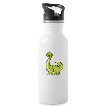 Kawaii Brachiosaurus - Water bottle with straw - white - Right