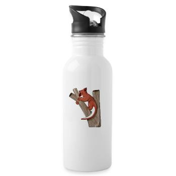 Cartoon Tree Kangaroo - Water bottle with straw - white - Right