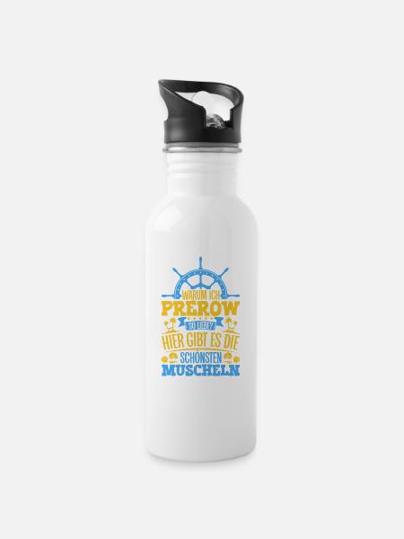 Schöne Muscheln - Warum ich Prerow so liebe - Trinkflasche mit integriertem Trinkhalm - Weiß