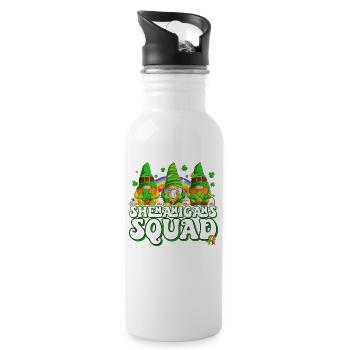 St Patrick's Day Ireland Elves Gnome - Water bottle with straw - white - Right
