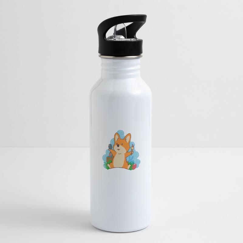 Corgi paints Easter eggs at Easter - Corgi Easter Water bottle with straw