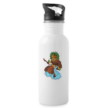 Aztec god of rain - Tlaloc - Water bottle with straw - white - Right