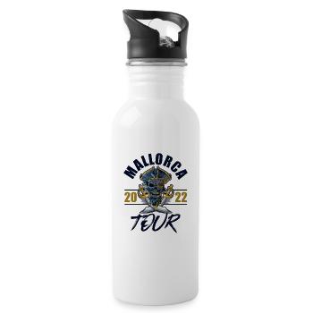 Mallorca 2023 Skelett - Trinkflasche mit integriertem Trinkhalm - Weiß - Rechts