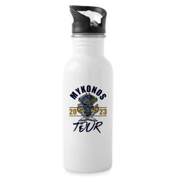 Mykonos 2023 Skeleton - Water bottle with straw - white - Right