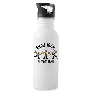 Bräutigam Support Team (JGA, Karikatur, Tanz, B) - Trinkflasche mit integriertem Trinkhalm - Weiß - Rechts