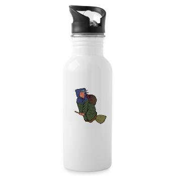 With Christmas presents on broomsticks - Befana - Water bottle with straw - white - Right