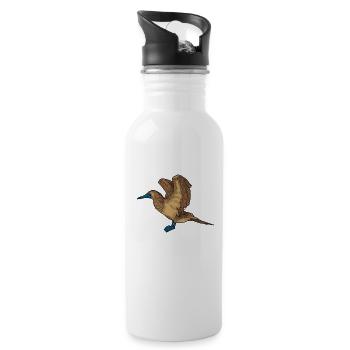 Drawing of a blue-footed booby - Water bottle with straw - white - Right