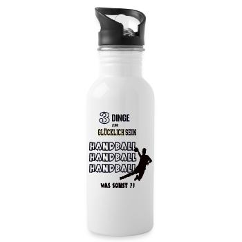 Handball Spieler Handballer Handballspieler - Trinkflasche mit integriertem Trinkhalm - Weiß - Rechts