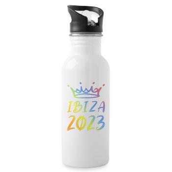 Ibiza 2023 - Trinkflasche mit integriertem Trinkhalm - Weiß - Rechts