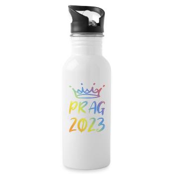 Prag 2023 - Trinkflasche mit integriertem Trinkhalm - Weiß - Rechts