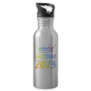 Suède 2023 - Gourde avec paille intégrée - argent clair - Droite