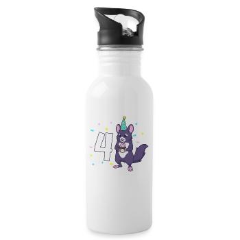 Avec chinchilla - anniversaire des enfants 4 ans - Gourde avec paille intégrée - blanc - Droite