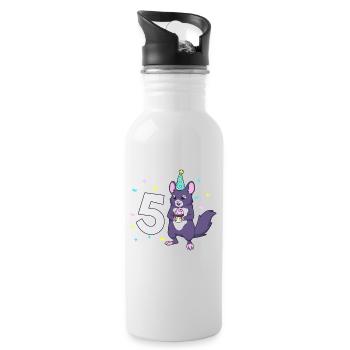 Avec chinchilla - anniversaire des enfants 5 ans - Gourde avec paille intégrée - blanc - Droite