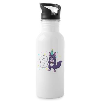 Avec chinchilla - anniversaire des enfants 8 ans - Gourde avec paille intégrée - blanc - Droite