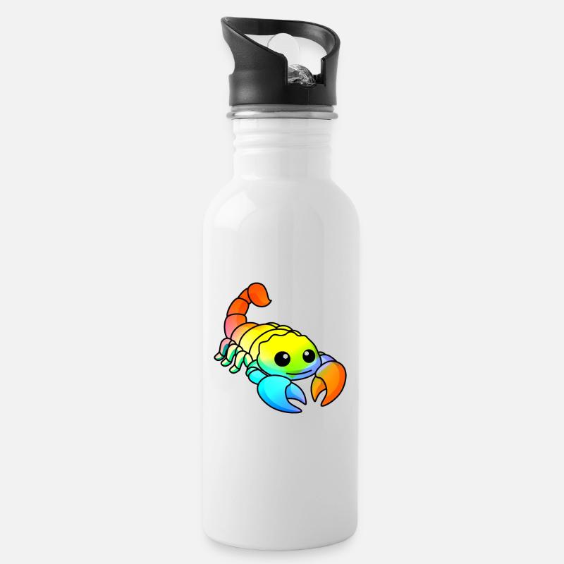 Skorpion Comic Tier - Trinkflasche mit integriertem Trinkhalm - Weiß