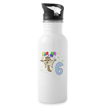 With flying squirrels - children's birthday 6 years - Water bottle with straw - white - Right