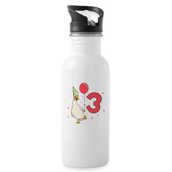 With Laufenente - Children's Birthday 3 Years - Water bottle with straw - white - Right