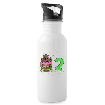 With Spider - Children's Birthday 2 Years - Water bottle with straw - white - Right