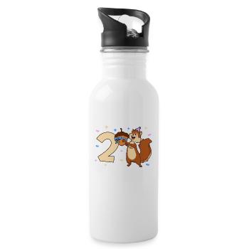 Chipmunk - Children's birthday 2 years - Water bottle with straw - white - Right