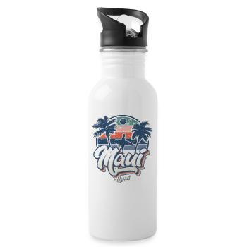 Maui Hawaii Surfing 70s Beach Retro Vintage - Water bottle with straw - white - Right
