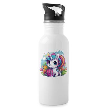 Licorne Schoolchild School Enrollment Girl Gift - Gourde avec paille intégrée - blanc - Droite