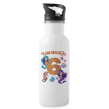 Mermaid Anniversaire 6 ans - Gourde avec paille intégrée - blanc - Droite