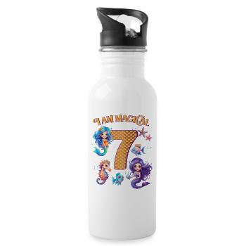 Mermaid Birthday 9 years - Water bottle with straw - white - Right