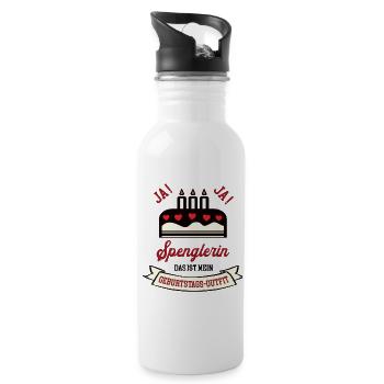 Spenglerin Geburtstag Geburtstagsoutfit Klempnerin - Trinkflasche mit integriertem Trinkhalm - Weiß - Rechts