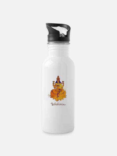 Hindu Gott - Lakshmi - Trinkflasche mit integriertem Trinkhalm - Weiß