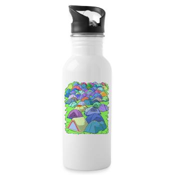 Camping in a tent campground - Water bottle with straw - white - Right